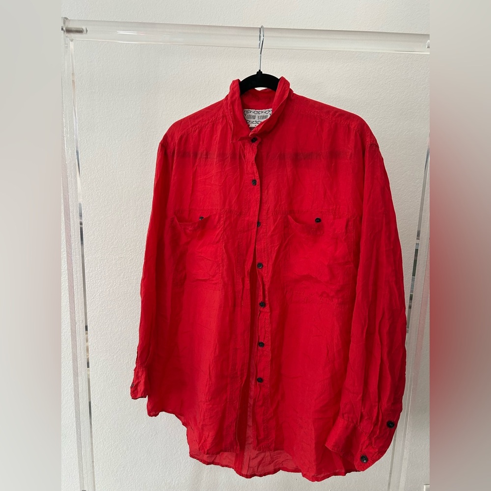 Red Lightweight Shirt Jacket